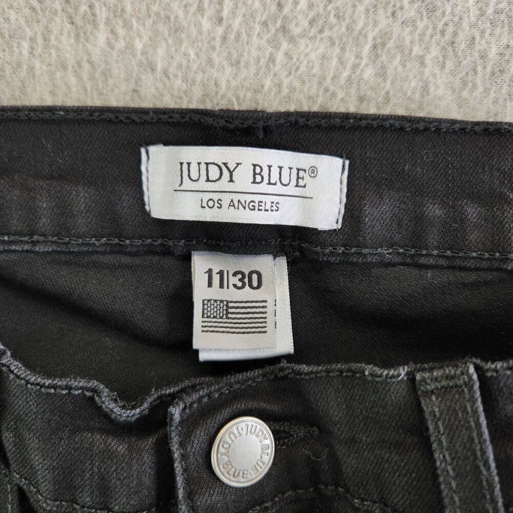 Judy Blue Jeans Womens 30 Black Super Flare High Rise Boho Retro 70s - Picture 7 of 15